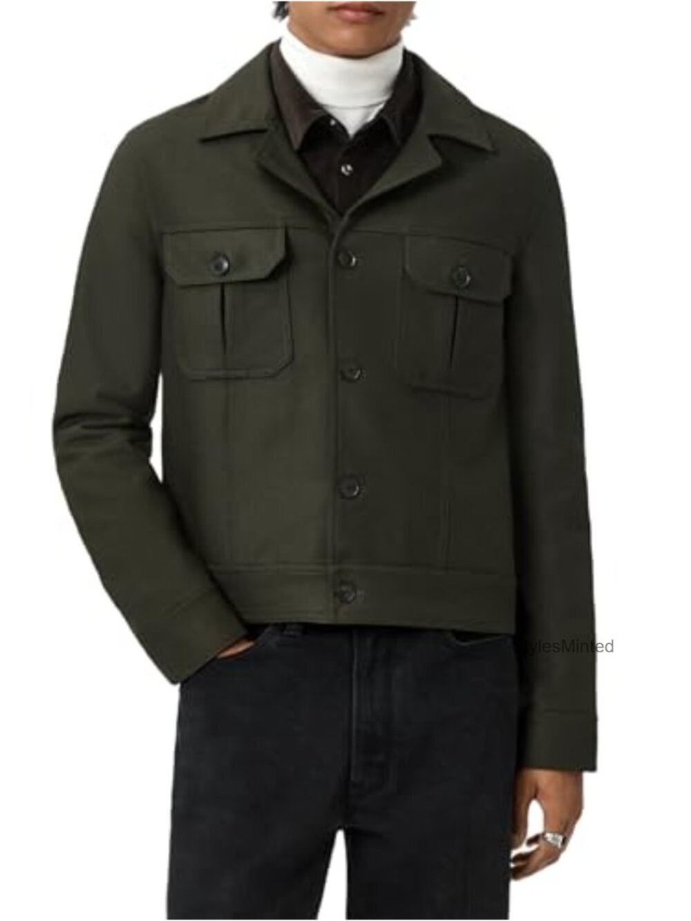 90% Wool 10% Polyamide Men's Button Closure Jacket Fall